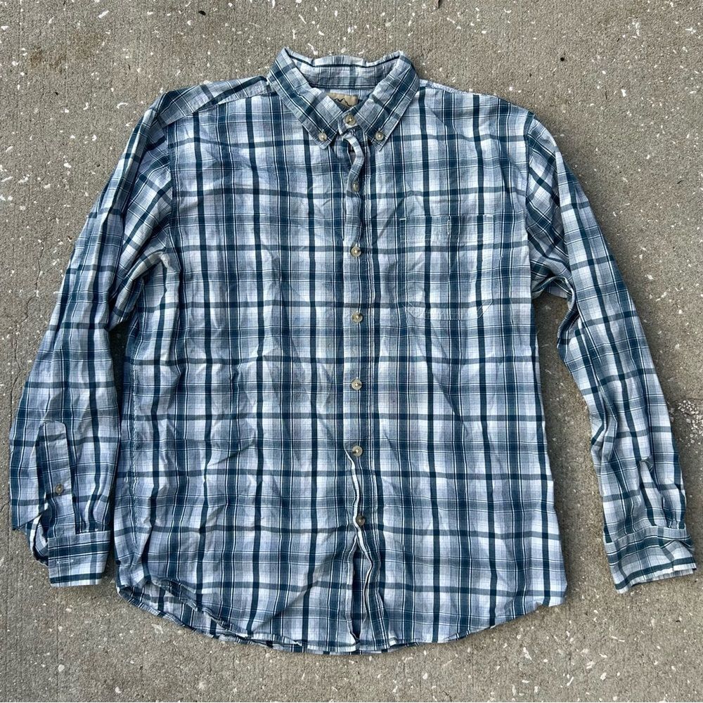 Blue Mountain Blue Plaid Long Sleeve Button Down Men’s Shirt